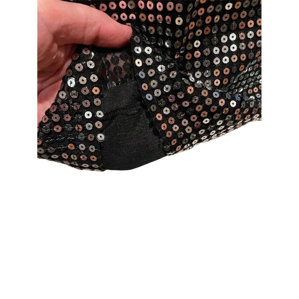 *3/$15 XOXO Women's L Sequin Racerback Mini Dress Silver & Black Sleeveless - Picture 5 of 10